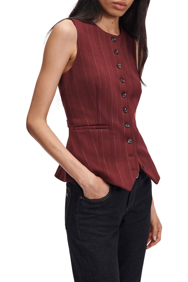 Irina Ponte Jacquard Long Vest, Alternate, color, BURGUNDY MULTI