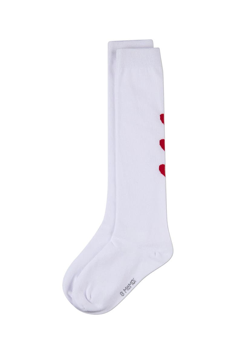 Triple Heart Mini-Ribbed Heart-Themed Knee High Sock, Alternate, color, Red