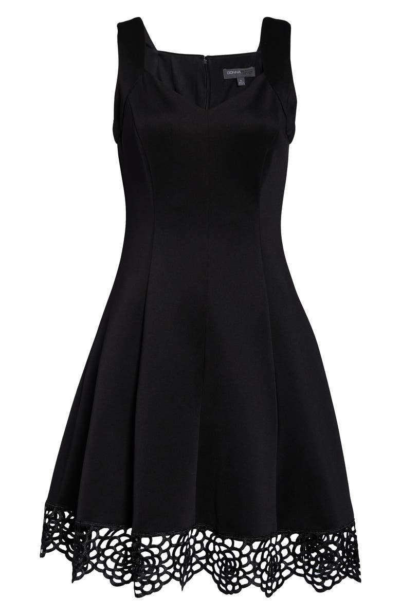 Donna Ricco Lace Trim Sweetheart Neck Fit & Flare Dress, Alternate, color, 