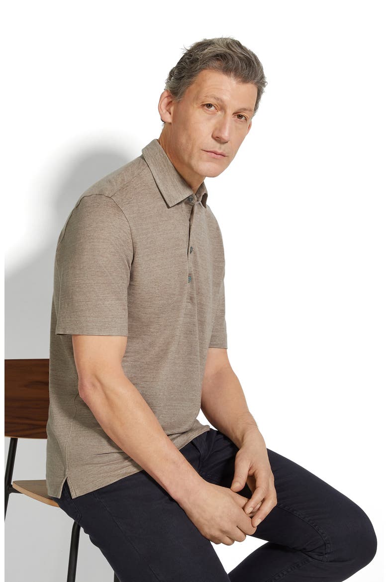 Linen Polo, Alternate, color, MED BEIGE
