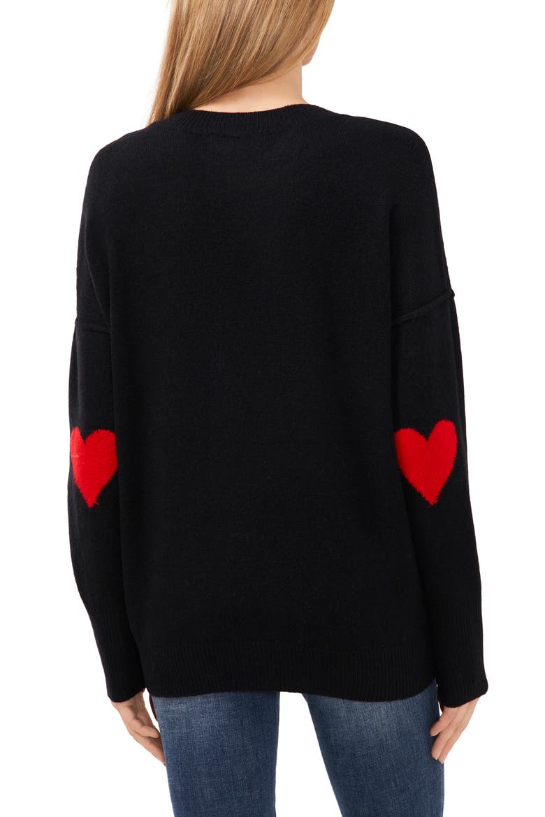 Heart Elbow Crewneck Sweater, Alternate, color, RICH BLACK