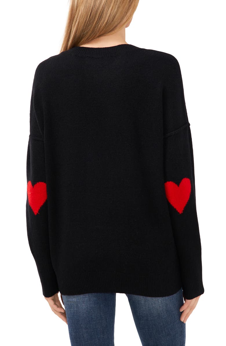 CeCe Heart Elbow Crewneck Sweater, Alternate, color,