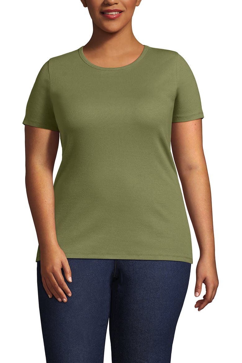 Plus Size Micro Rib T-Shirt, Main, color, Simply Olive