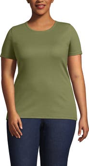 Lands' End Plus Size Micro Rib T-Shirt