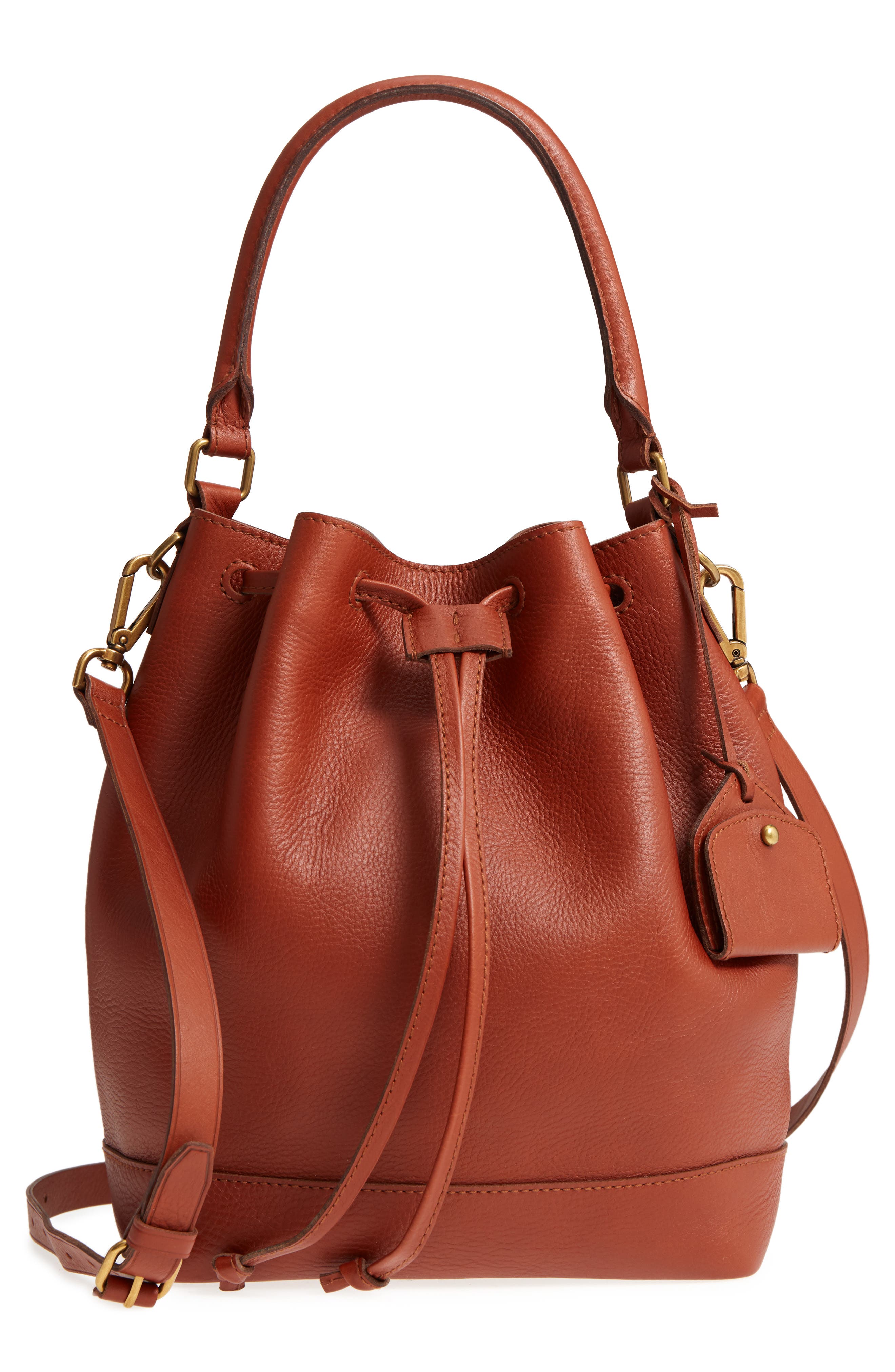 Madewell Lafayette Leather Bucket Bag, Main, color, 