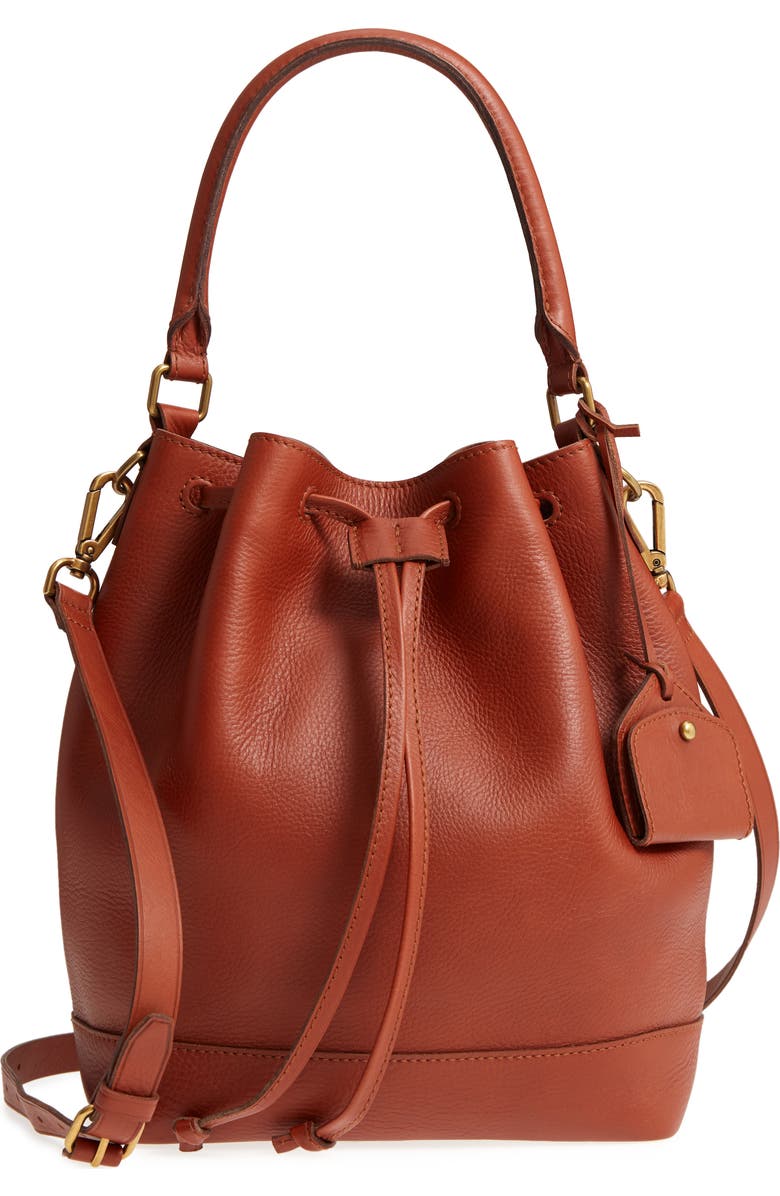 Madewell Lafayette Leather Bucket Bag, Main, color,