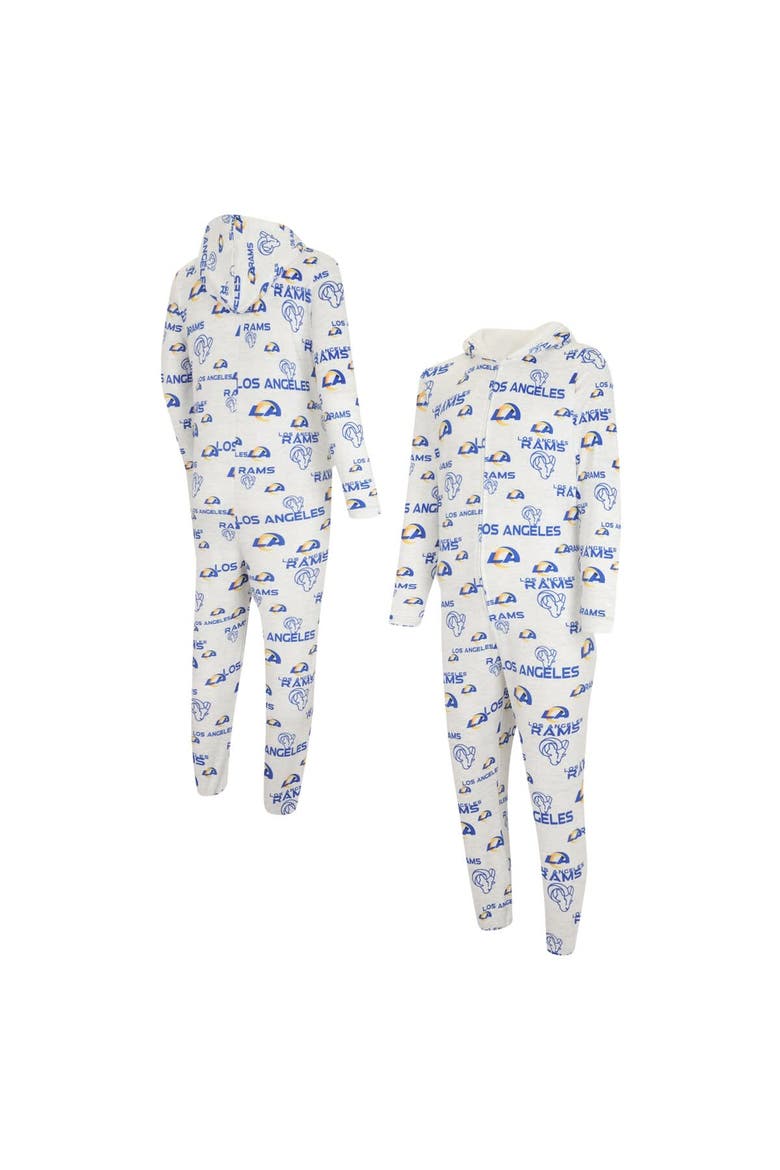 Men's Concepts Sport White Los Angeles Rams Allover Print Docket Union Full-Zip Hooded Pajama Suit, Main, color, White