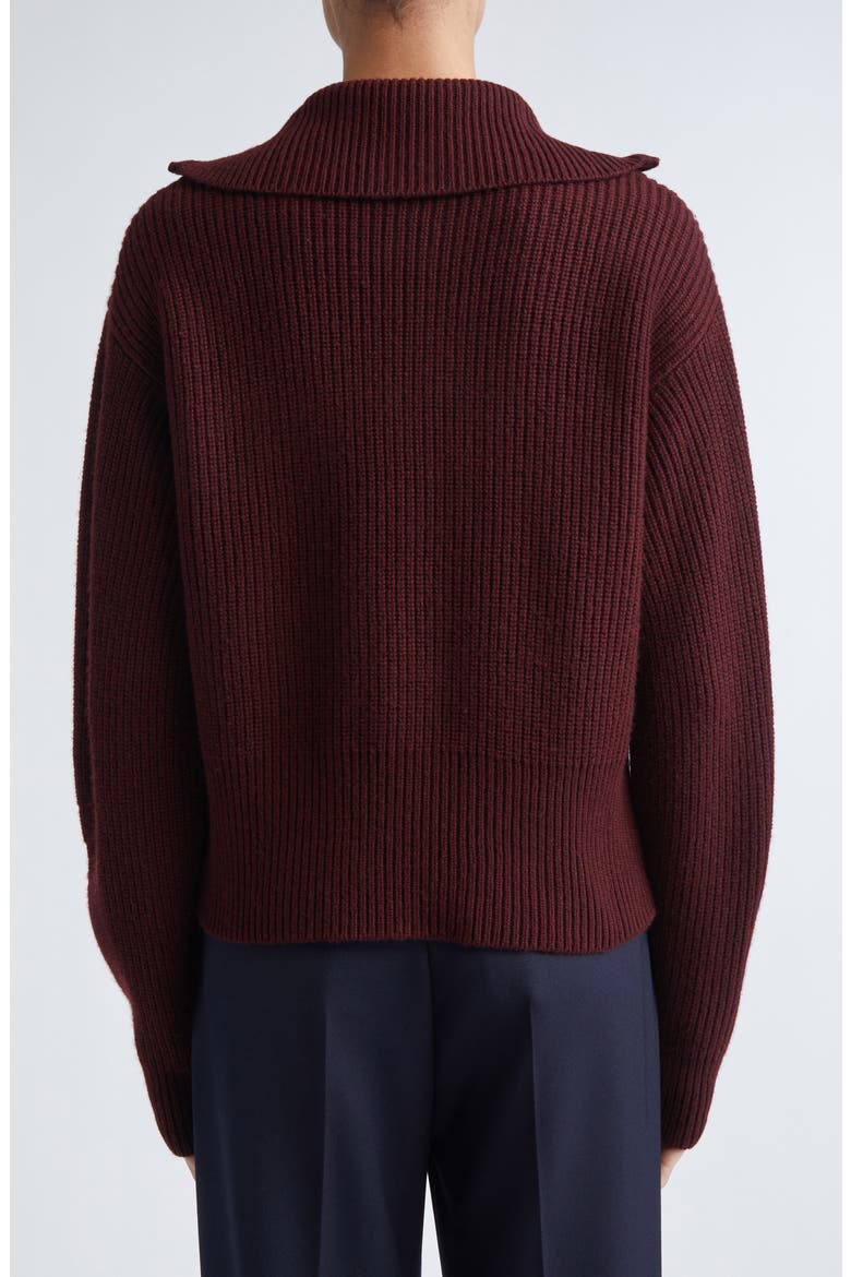 Nadar Crop Merino Wool & Cashmere Funnel Neck Sweater, Alternate, color, CHERRY