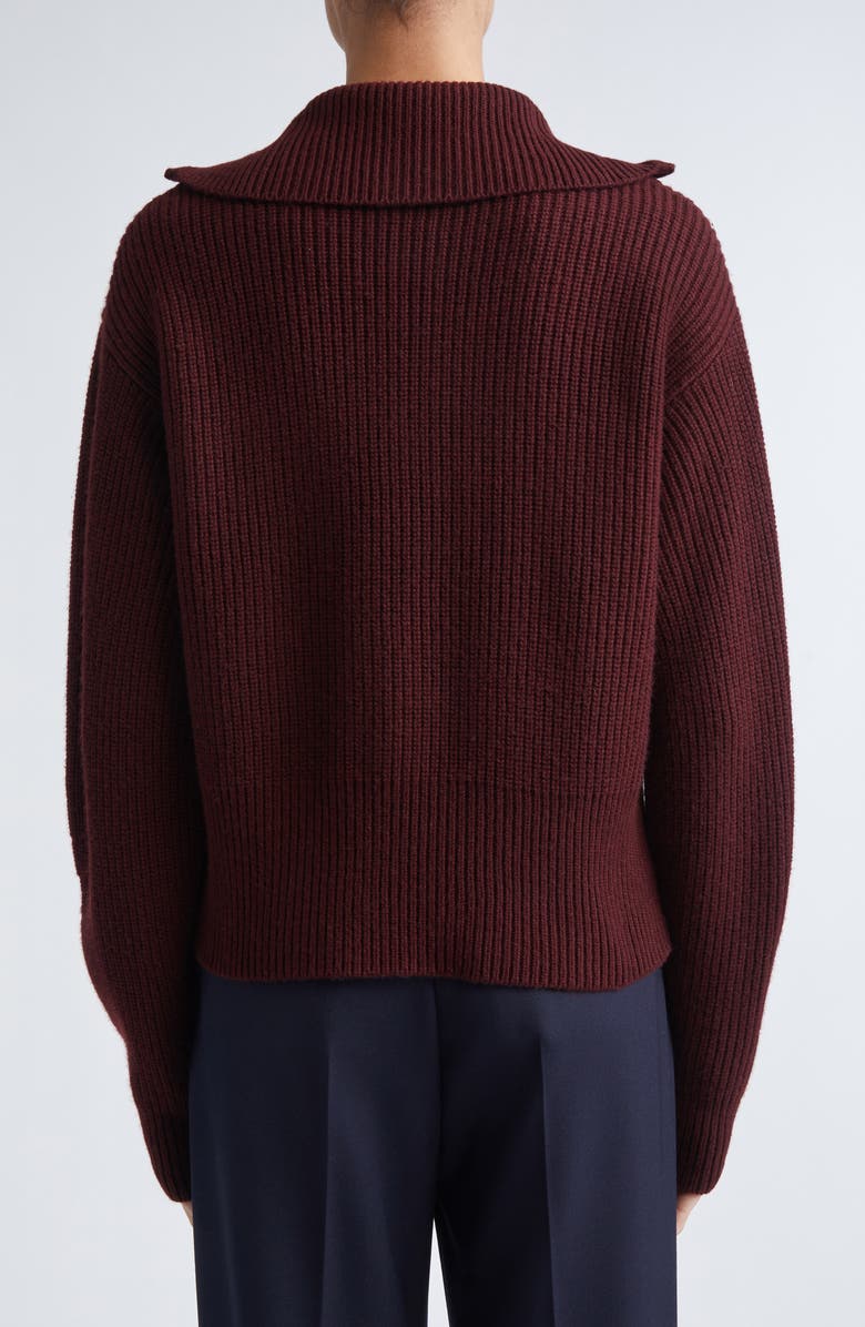 Max Mara Nadar Crop Merino Wool & Cashmere Funnel Neck Sweater, Alternate, color, Cherry