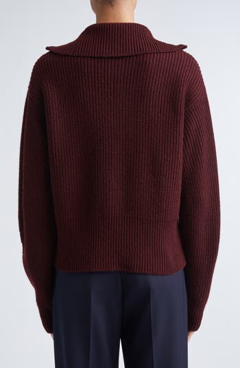 Nadar Crop Merino Wool & Cashmere Funnel Neck Sweater