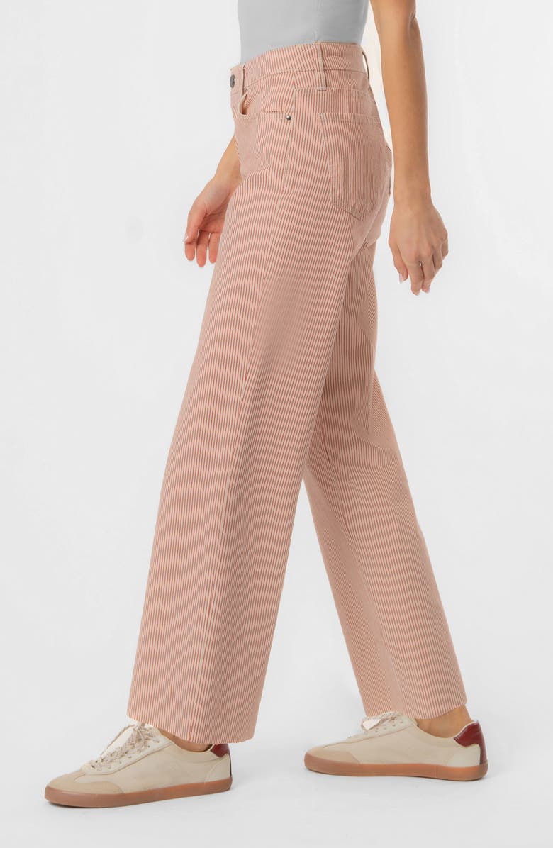 KUT from the Kloth Stripe Raw Hem High Waist Ankle Wide Leg Jeans, Alternate, color,