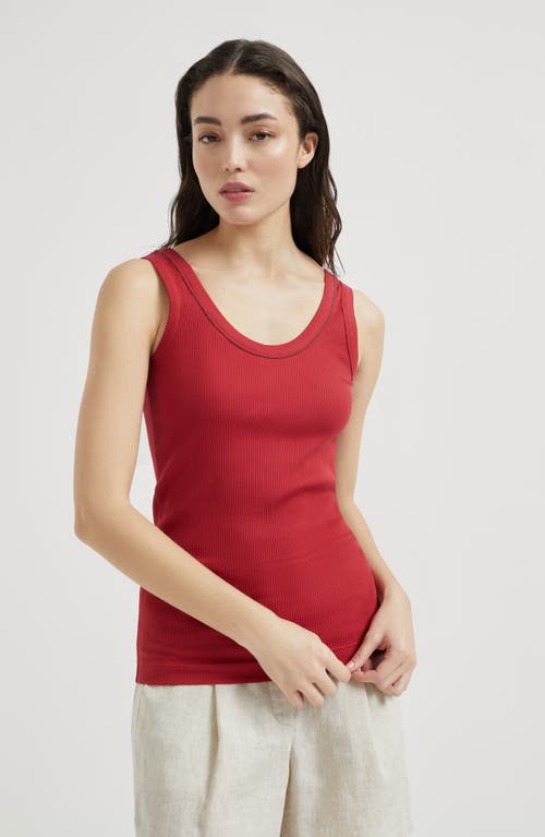 Brunello Cucinelli Ribbed Jersey Top In Red
