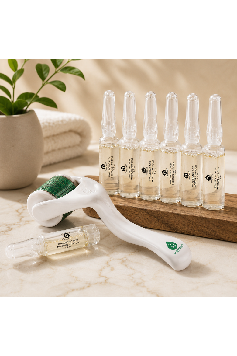 Derma Roller & 7-Day Hyaluronic Serum Set, Alternate, color, White