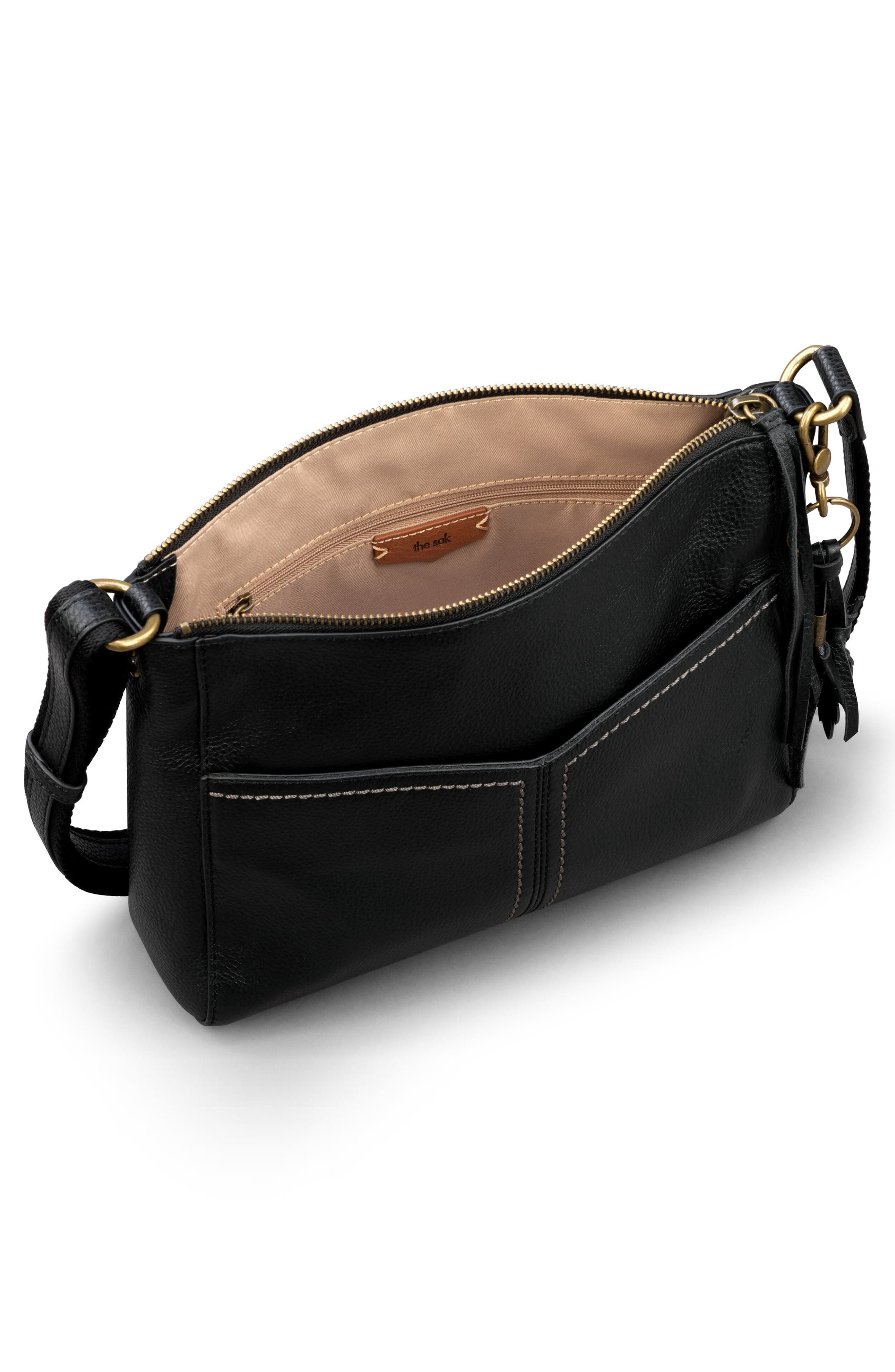 The Sak Alameda Leather Crossbody Bag, Alternate, color, Black Rb