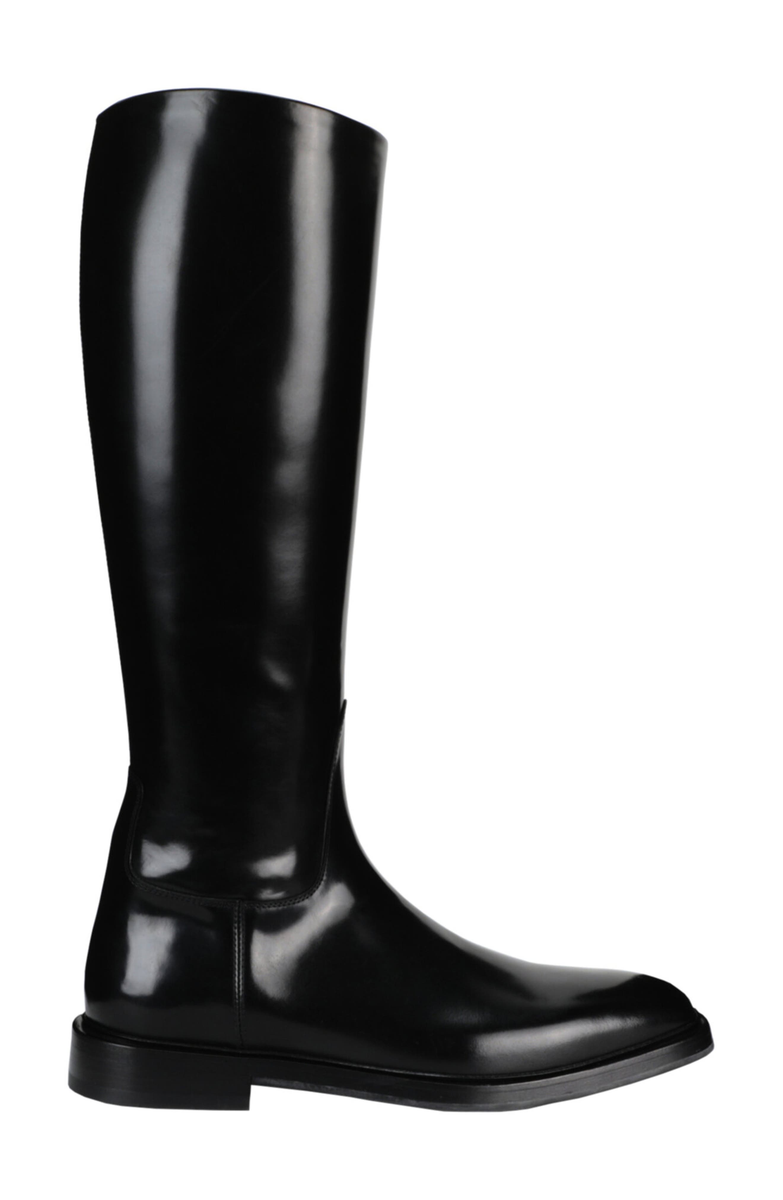 FERRAGAMO Fluid Leather Riding Boot, Alternate, color, Black