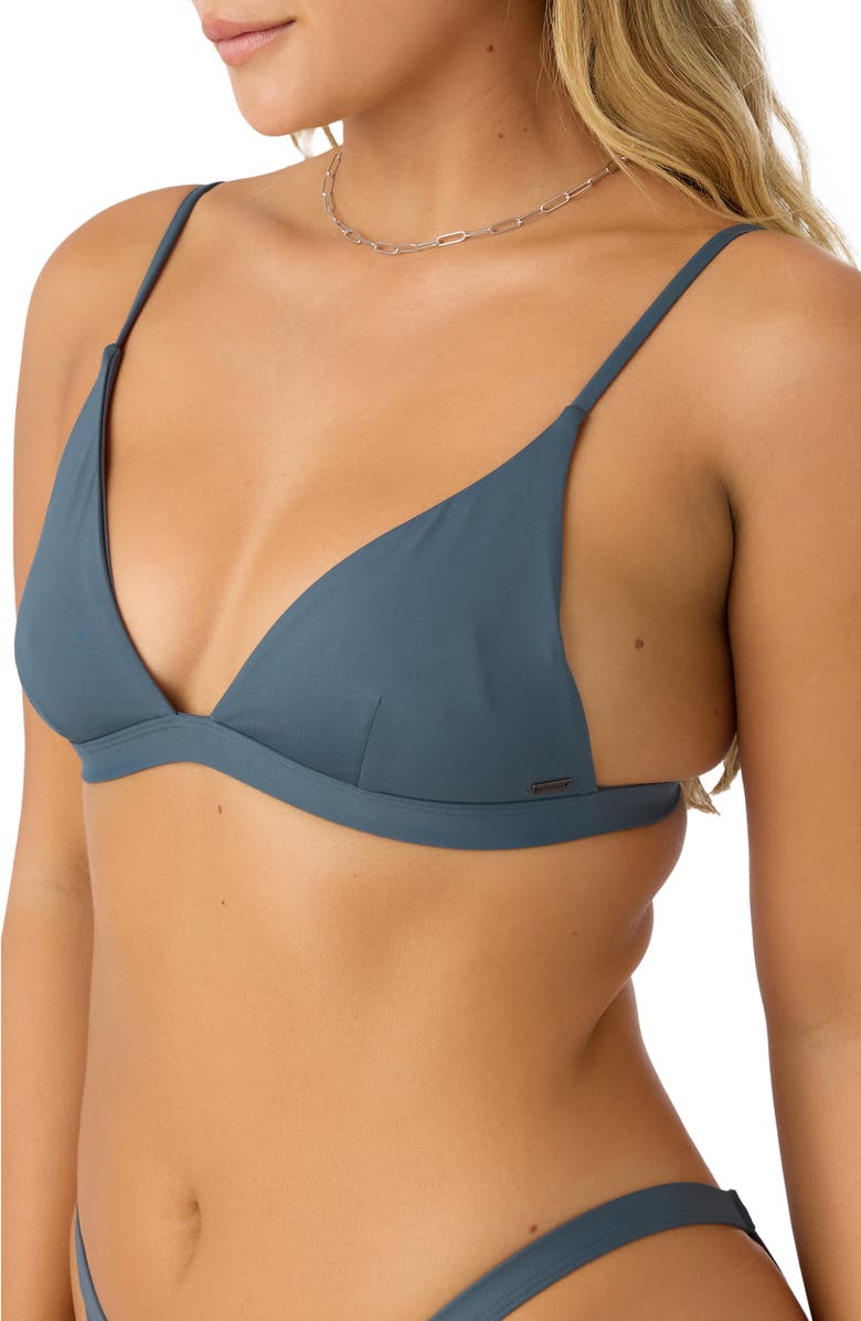 O
Neill Saltwater Solids Seaside Triangle Bikini Top, Alternate, color, Slate