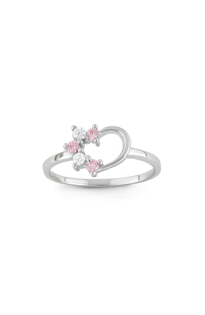 FZN Kids' Sterling Silver CZ Heart Ring, Main, color, 