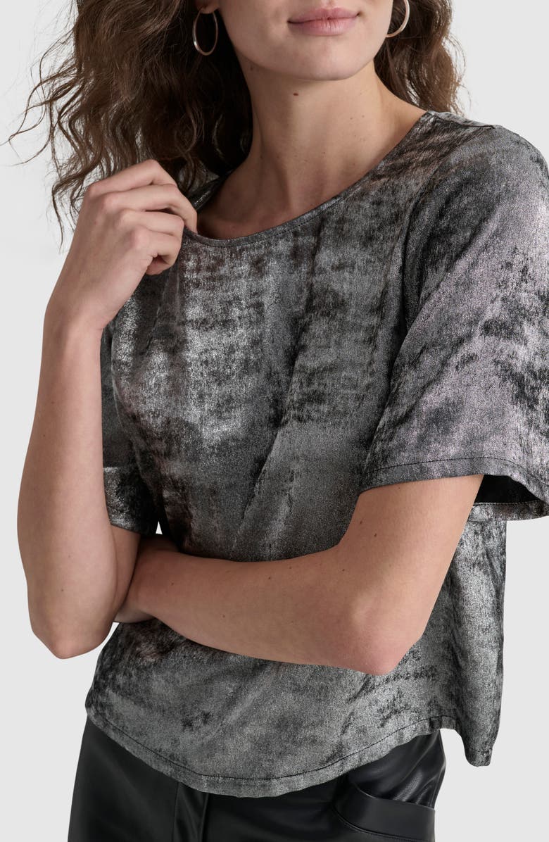 DKNY Liquid Velvet Elbow Sleeve Top, Alternate, color,