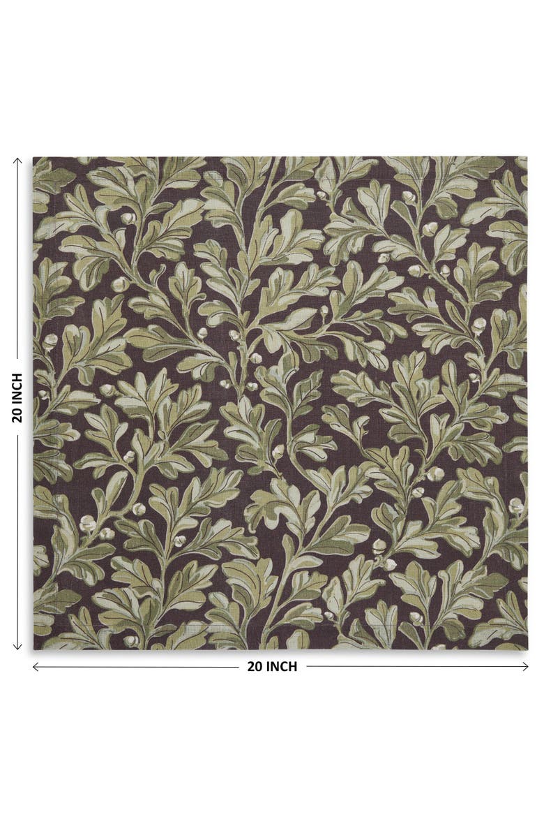 Linen Dinner Napkins Set of 4, 20 x 20" - Fallen Leaves, Alternate, color, Green and Brown