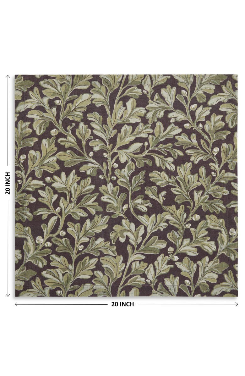 Solino Home Linen Dinner Napkins - Fallen Leaves, 20" x 20", Alternate, color, Green And Brown
