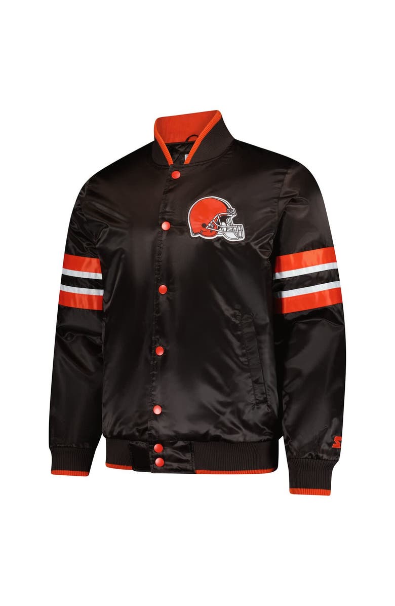 STARTER Men's Starter Brown Cleveland Browns Scout I Full-Snap Varsity Jacket, Alternate, color, 