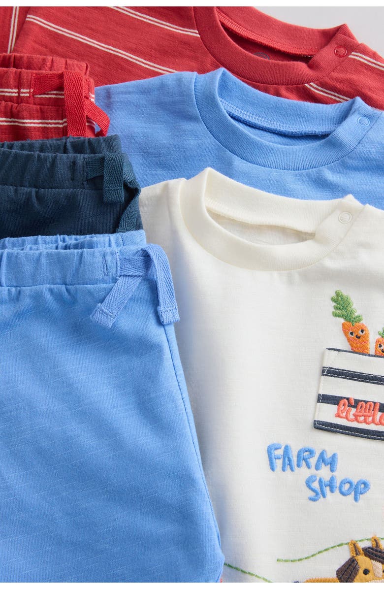 NEXT Cotton T-Shirts & Shorts Assorted 6-Pack, Alternate, color, Blue