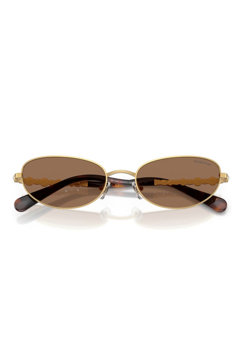 56mm Oval Sunglasses, Alternate, color, GOLD / DARK BROWN