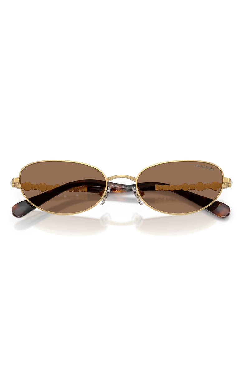 Swarovski 56mm Oval Sunglasses, Alternate, color, Gold / Dark Brown