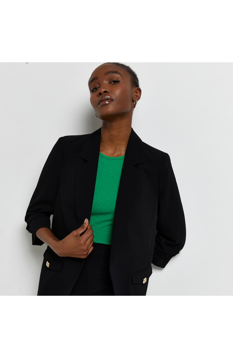 River Island Ruched Sleeve Blazer, Alternate, color, 