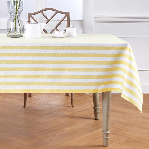 Linen Table Throw - Sorrento Stripe, 52" x 52" Inch