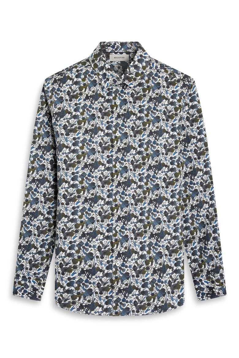 Julian Shaped Fit Orchestra Print Cotton Button-Up Shirt, Alternate, color, TRUFFLE