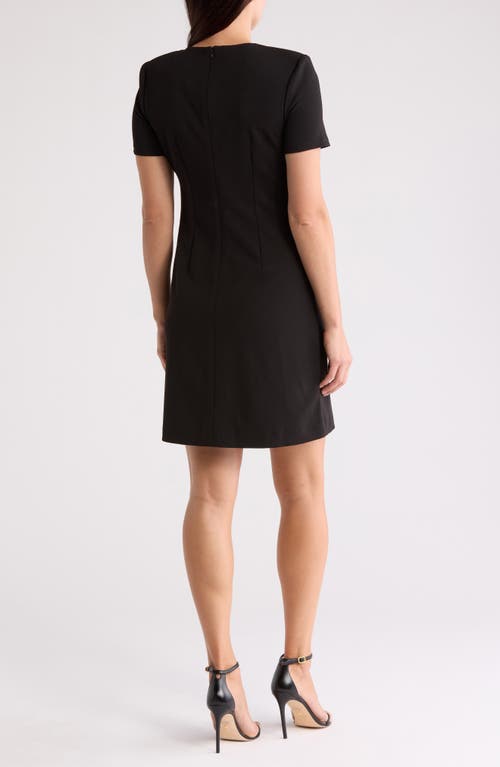 Eliza J Rhinestone Bow Short Sleeve Sheath Dress In Black