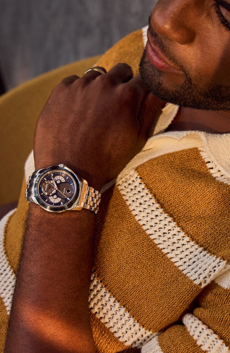 Citizen Calendrier Bracelet Watch, 41.8mm, Alternate, color, Silver-Tone Blue