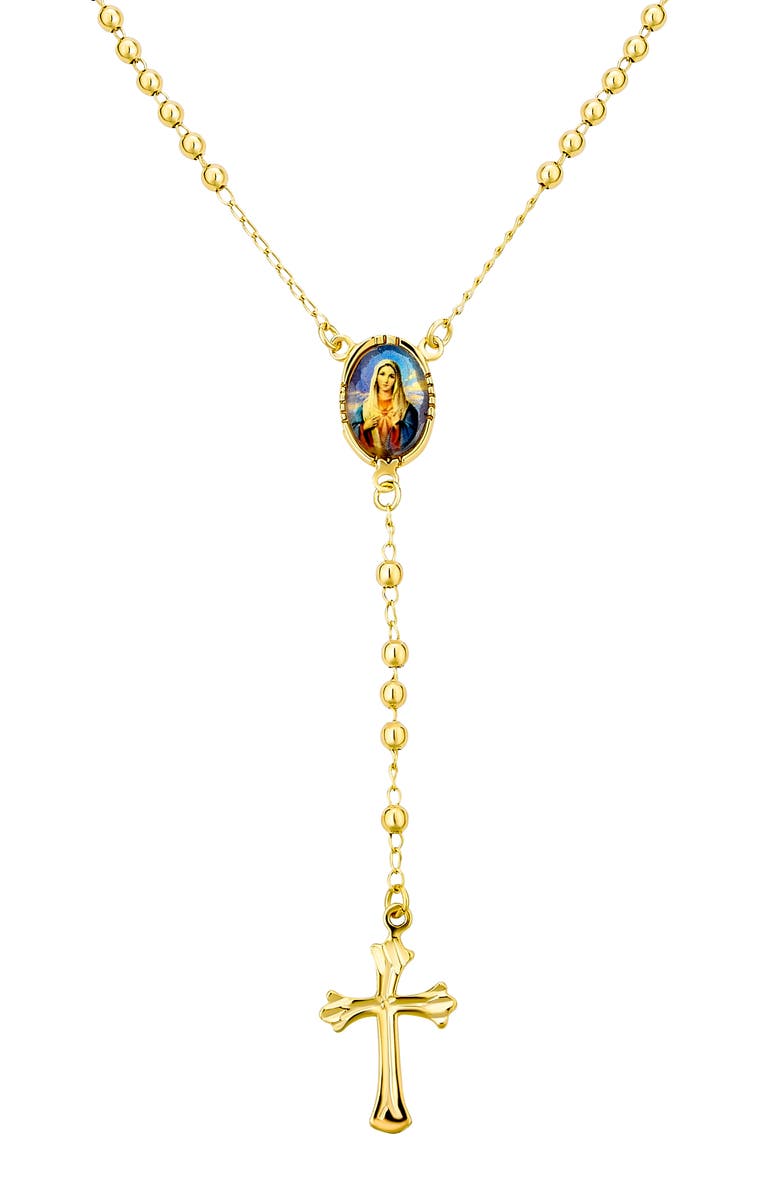 BLING JEWELRY Holy Cross Rosary Y-Necklace, Alternate, color, Gold-Tone Mary