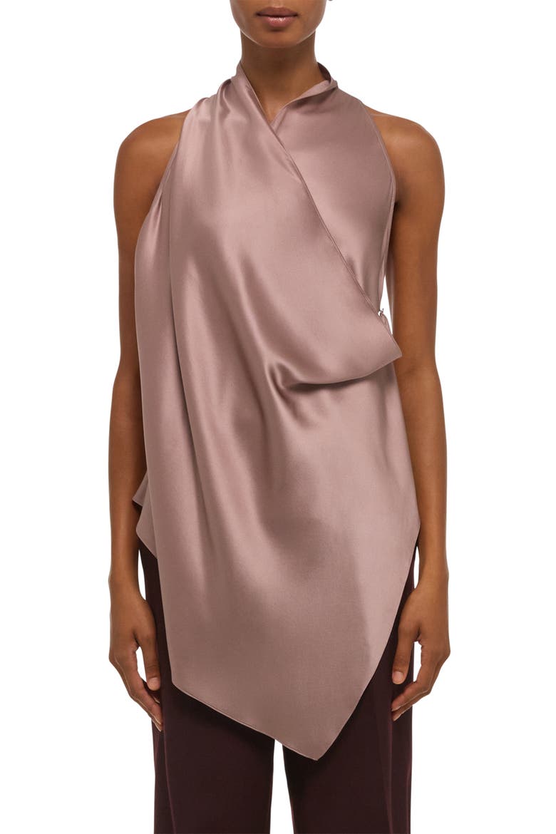 Drape Sleeveless Silk Top, Main, color, TEA ROSE