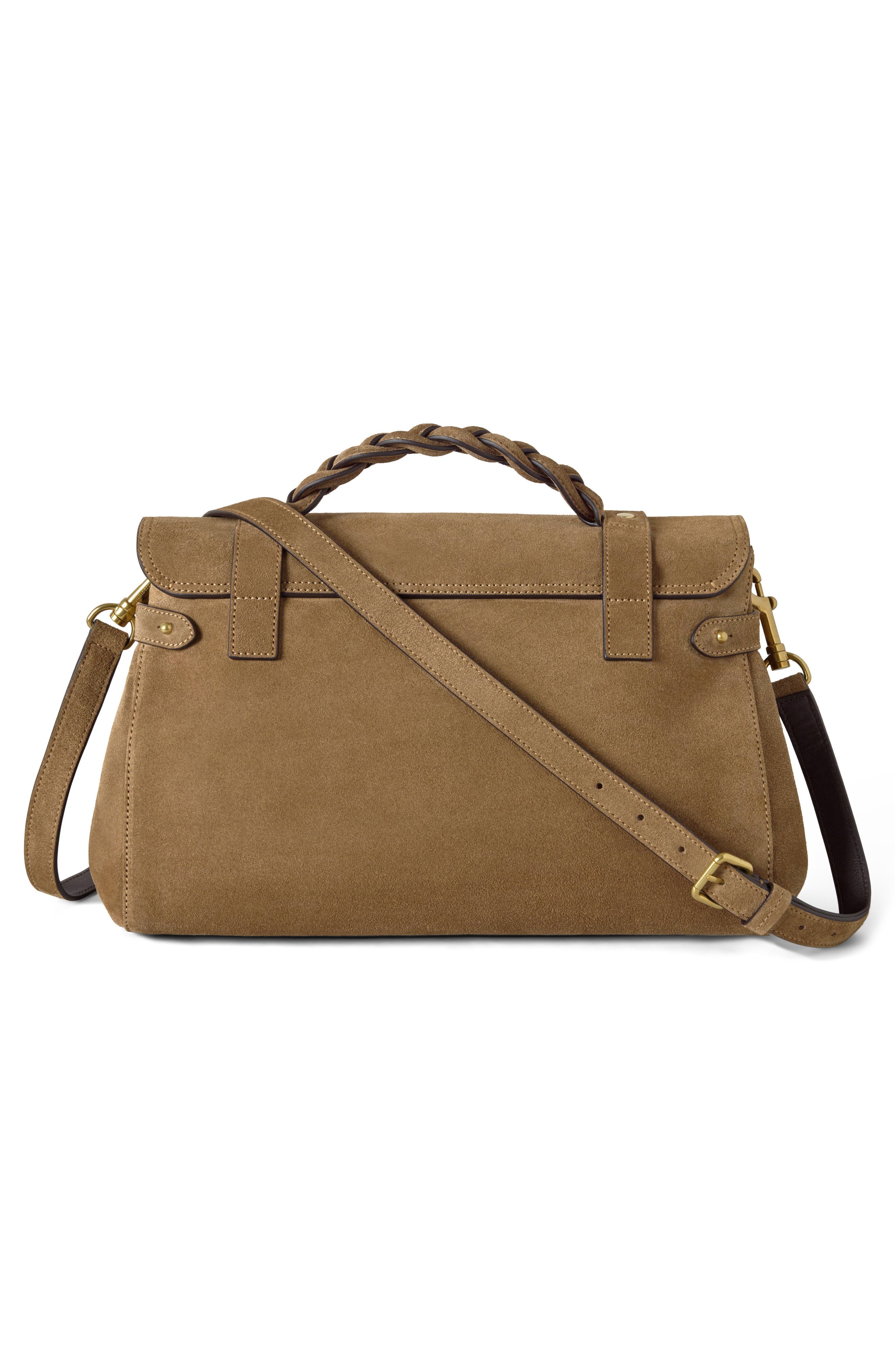 Mulberry Alexa Suede Satchel, Alternate, color, Salcombe Sand