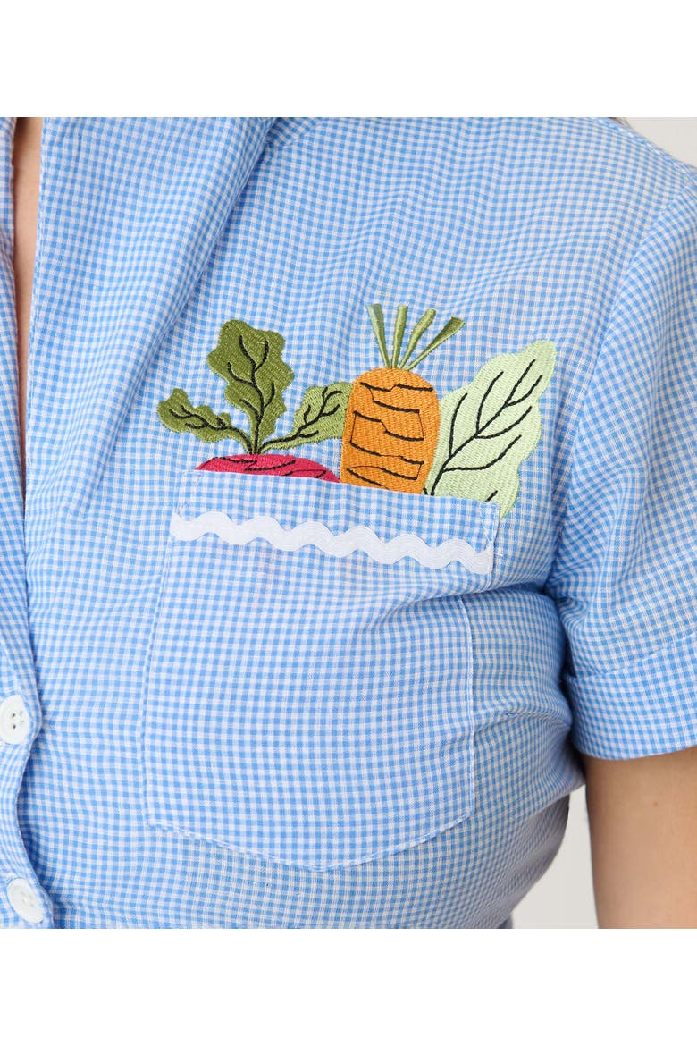 Shirley Crop Top, Alternate, color, Blue Gingham W/ Embroidery