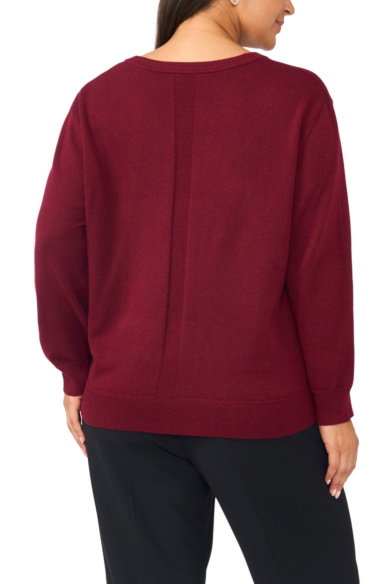 Racking Trim V-Neck Sweater, Alternate, color, BURNT CRANBERRY
