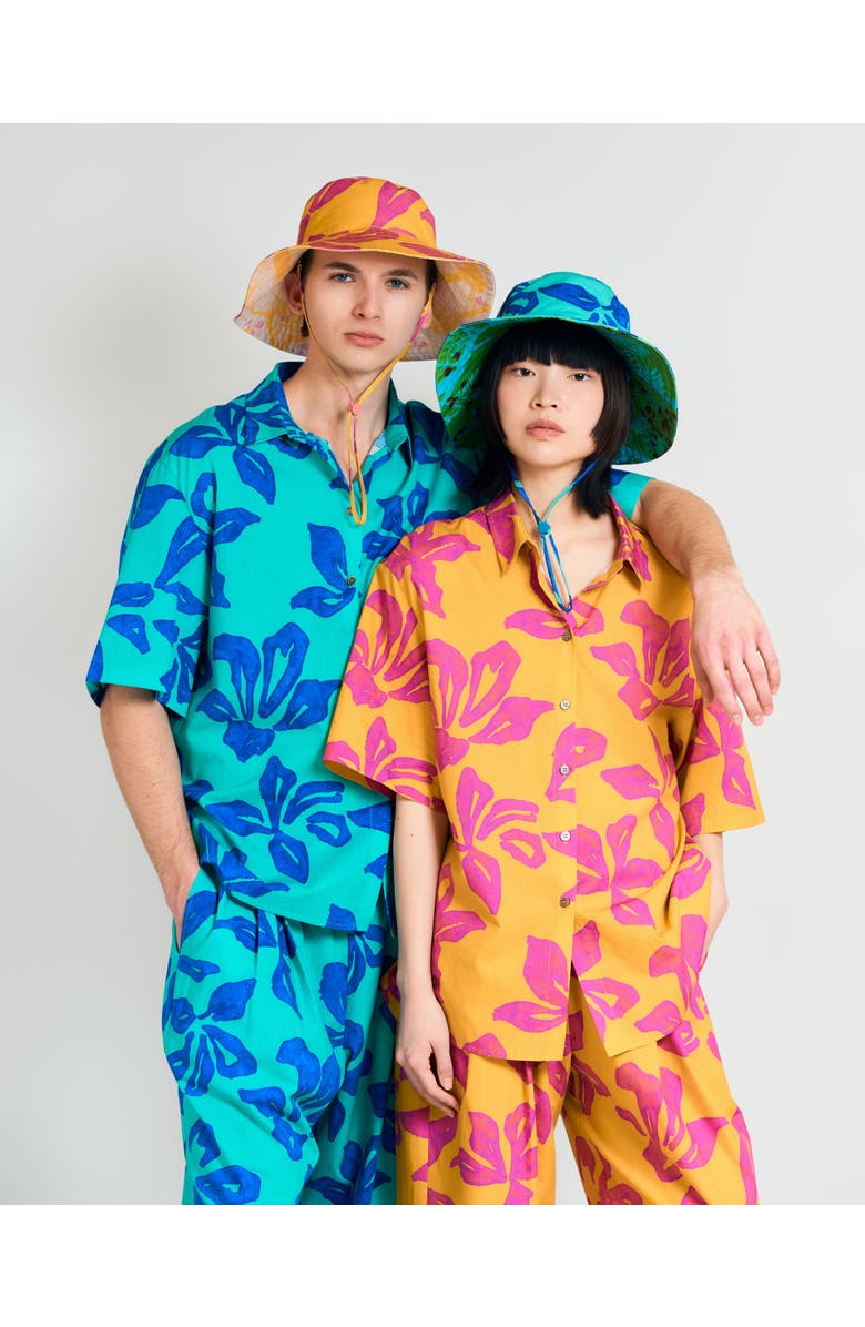 Lost Pattern "Tropical Bliss" Reversible Sun Hat, Alternate, color, Ocean Blue