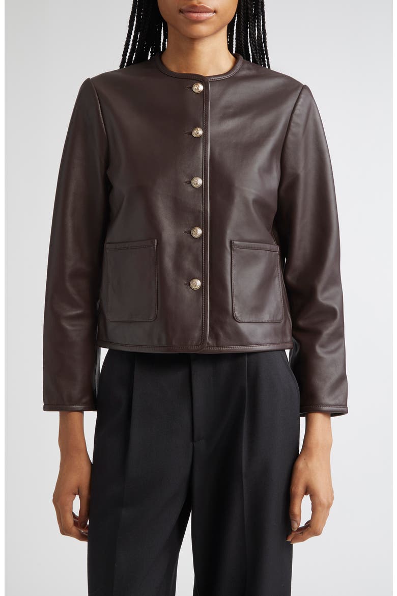 Gracie Leather Jacket, Main, color, BURGUNDY
