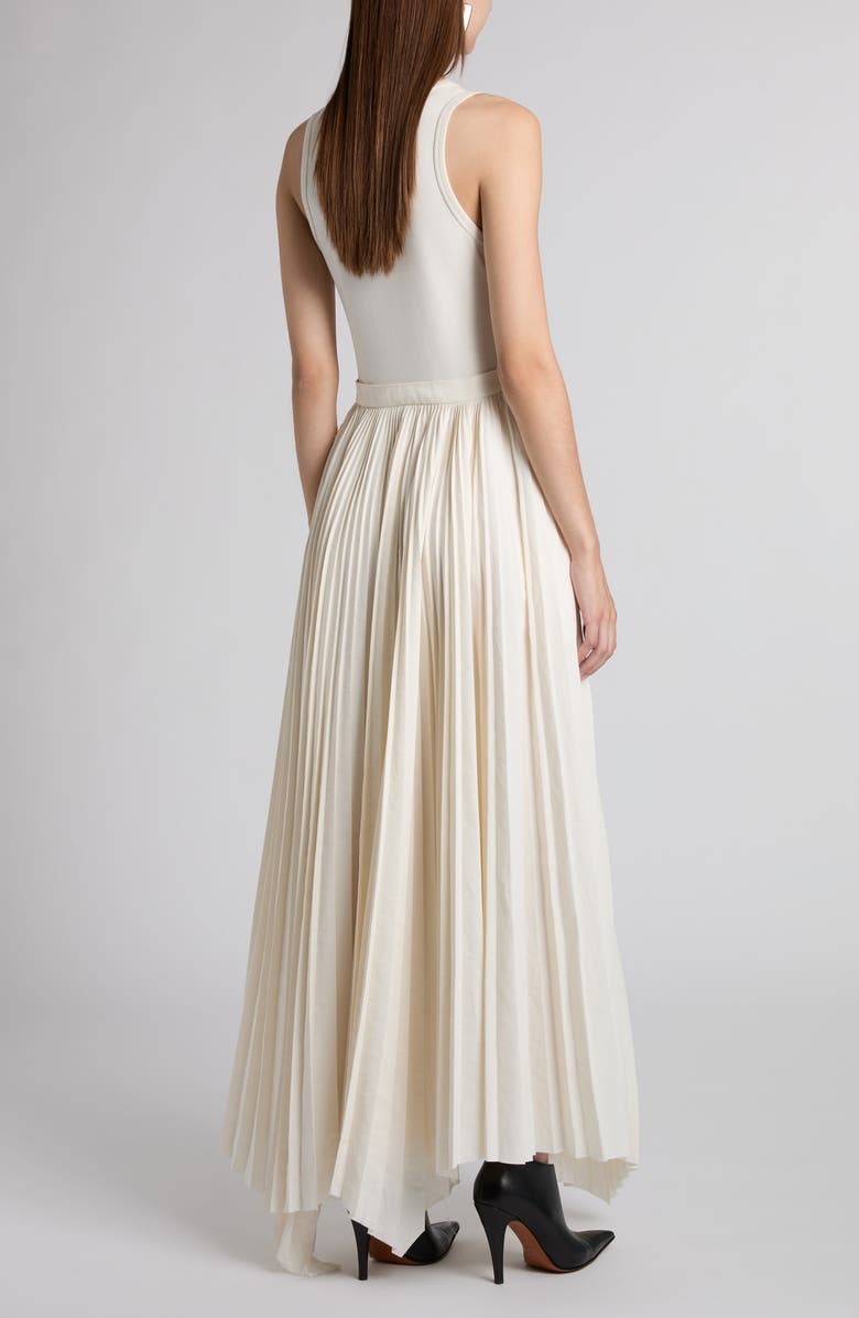 Asymmetric Pleated Cotton Dress