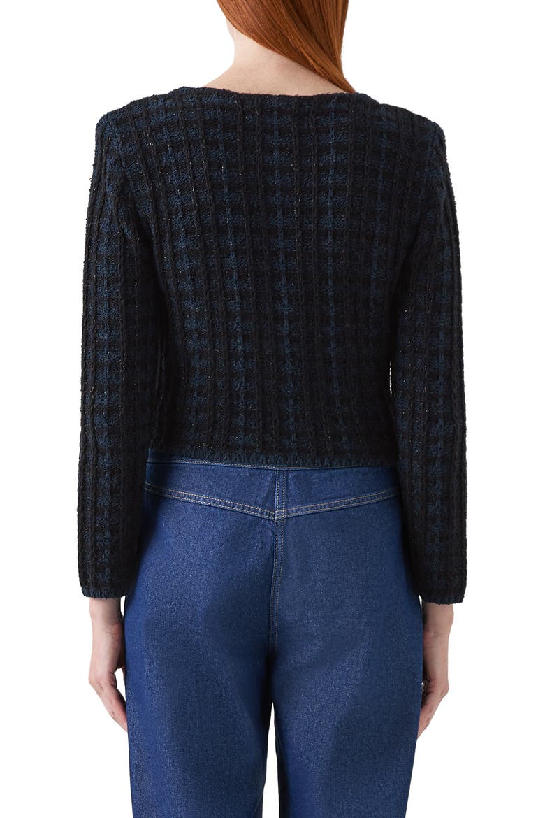 Millie Metallic Fluffy Cardigan, Alternate, color, BLACK NAVY