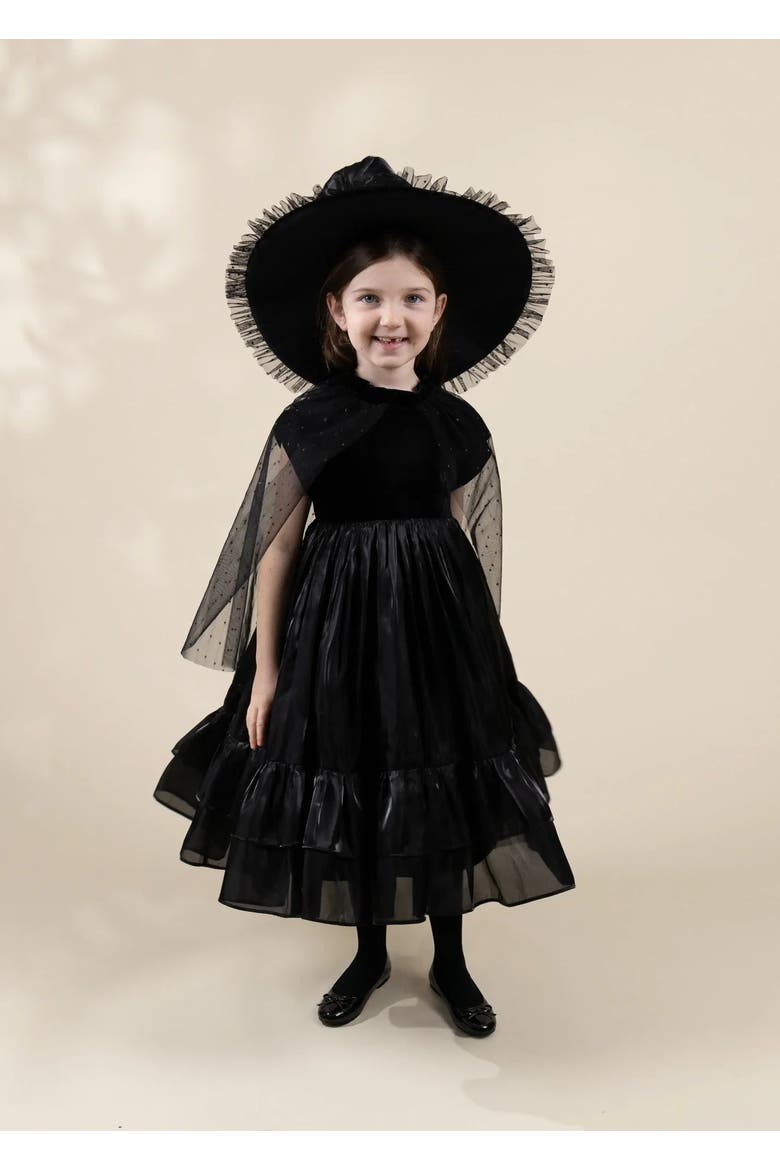 Witch Dress Play Costume with Hat, Alternate, color, Black