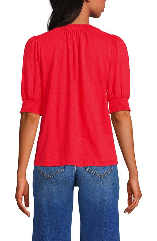 LANDS' END LANDS' END BUTTON PINTUCK PUFF SLEEVE TOP 