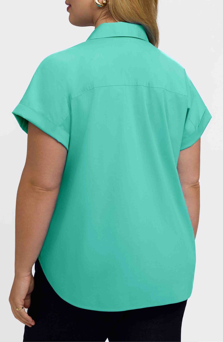 Foxcroft Abigail Short Sleeve Button-Up Shirt, Alternate, color, Biscay Green