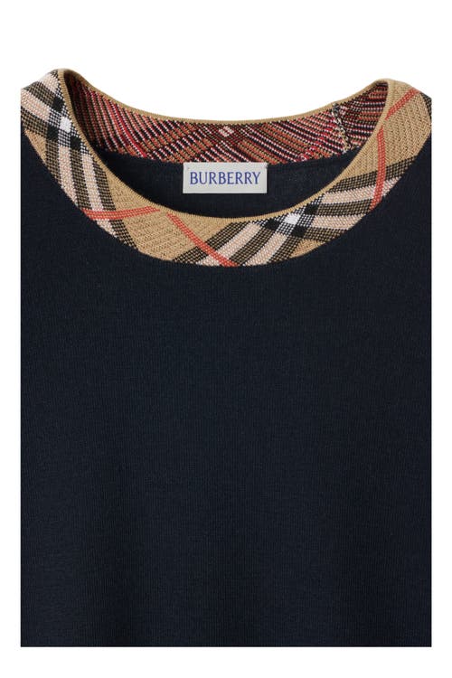 Burberry Crew Neck Knitwear With Distinctive Patterned Collar