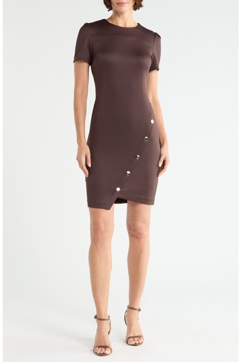 Short Sleeve Scuba Sheath Dress, Main, color, MINK