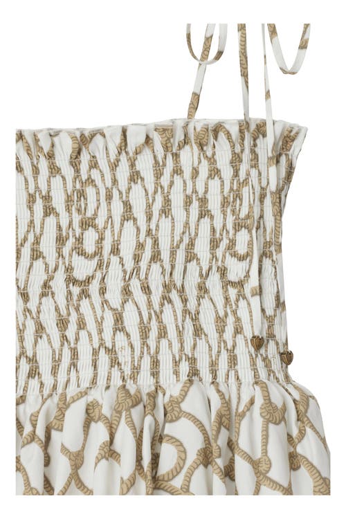 Burberry Knot Shirred Cotton Minidress In Thatch