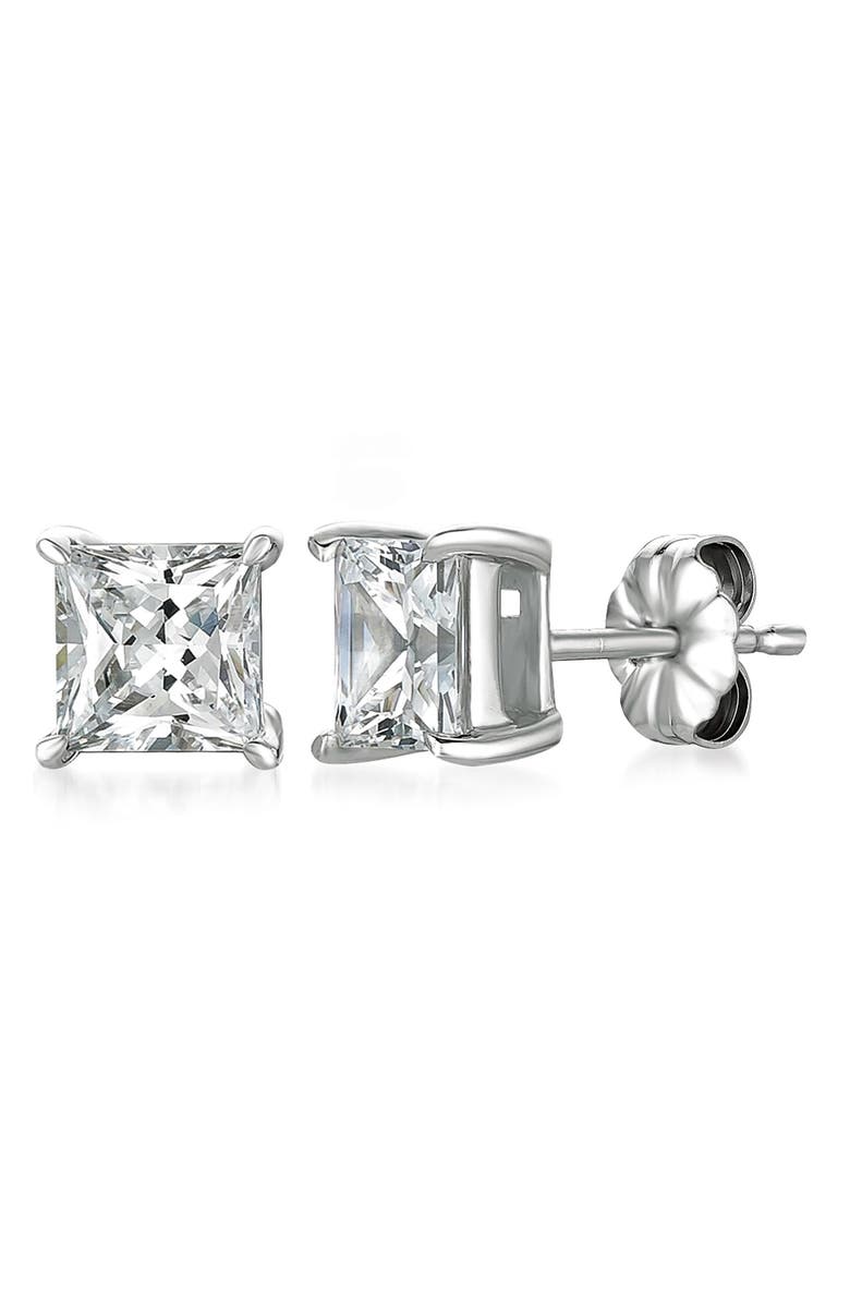 Crislu Princess Cubic Zirconia Stud Earrings, Main, color, Platinum