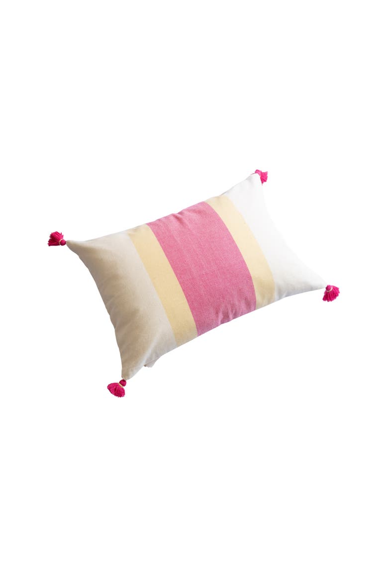 Saroj Hand Loom Lumbar Pillow Cover with Tassels, Main, color, Natural White
